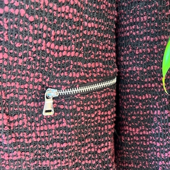 LAUNDRY by Shelli Segal boucle fringe trim open front crop blazer sz XL gorpcore - Picture 8 of 11